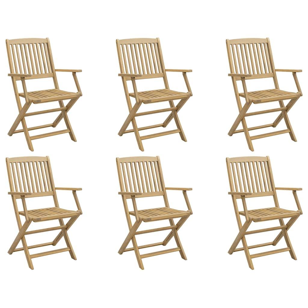 Sillas plegables, 6 unidades, 54,5 x 61,5 x 86,5 cm, madera maciza de acacia