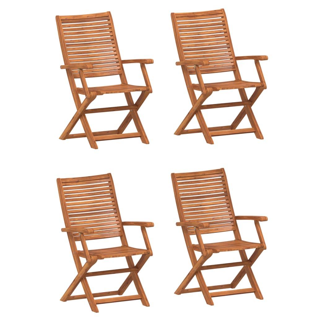 Sillas plegables, 4 unidades, 54,5 x 61,5 x 86,5 cm, madera maciza de acacia
