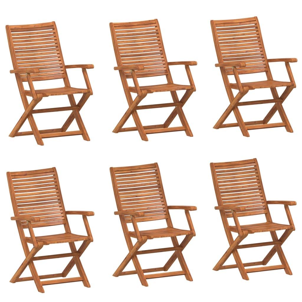 Sillas plegables, 6 unidades, 54,5 x 61,5 x 86,5 cm, madera maciza de acacia