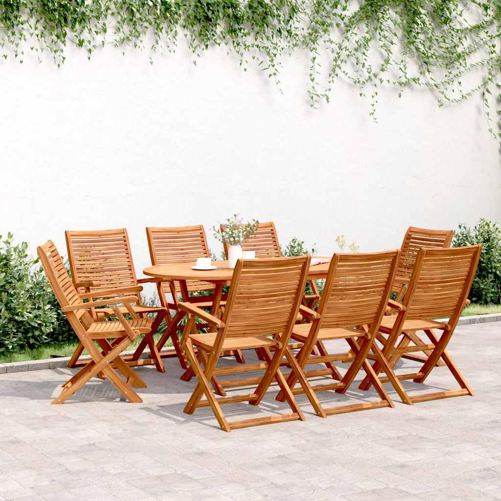 Sillas plegables, 8 unidades, 54,5 x 61,5 x 86,5 cm, madera maciza de acacia