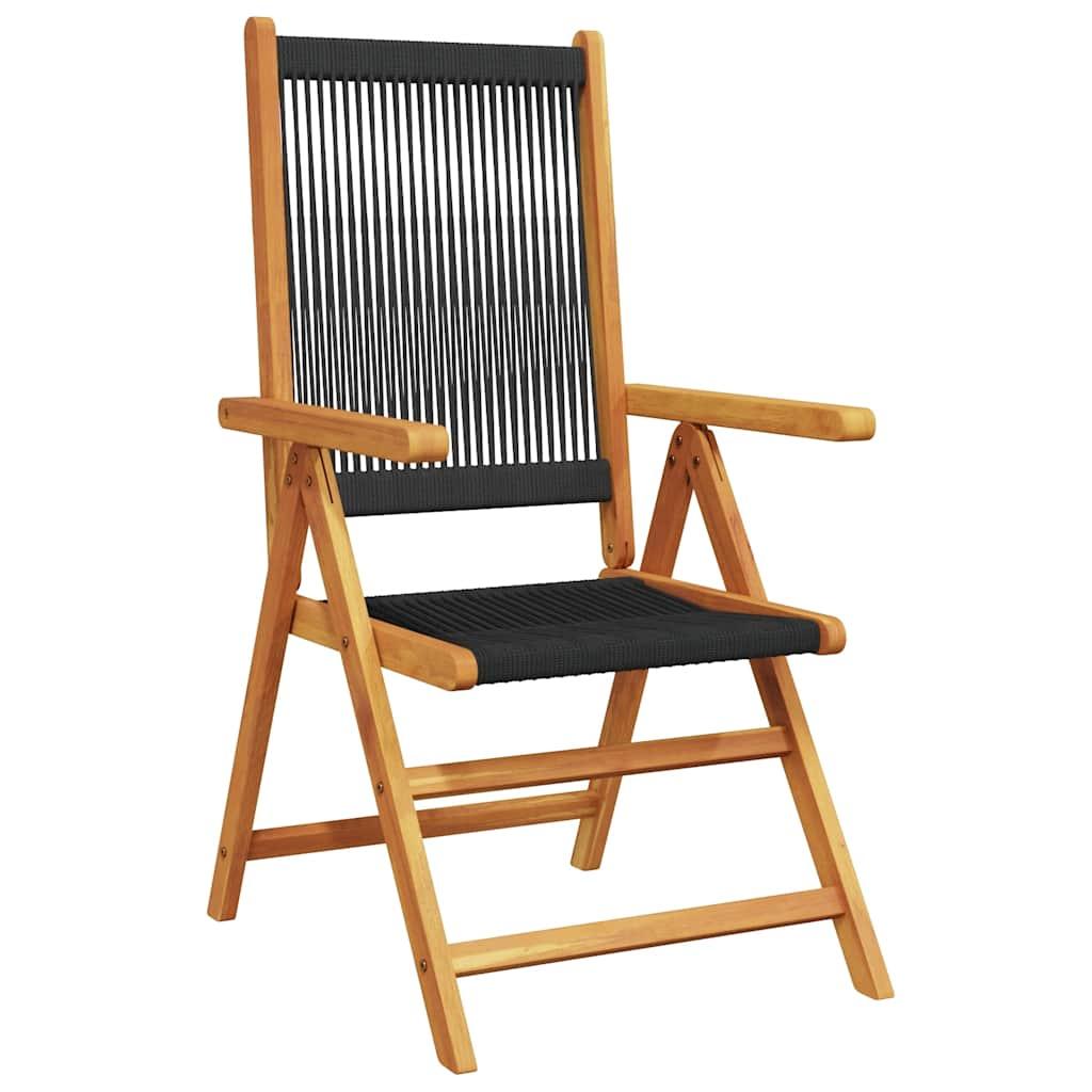 Sillas plegables reclinables, 8 piezas, madera maciza de acacia negra