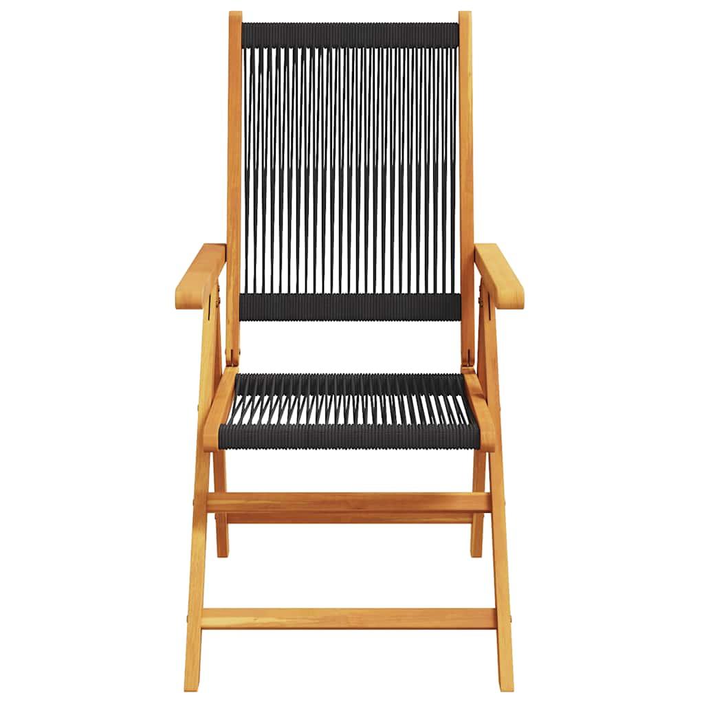 Sillas plegables reclinables, 8 piezas, madera maciza de acacia negra