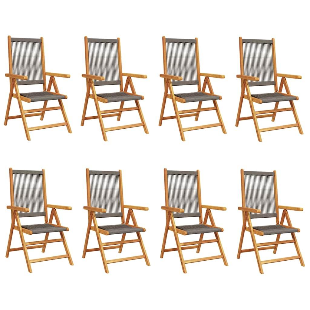 Sillas reclinables plegables 8 uds madera maciza acacia