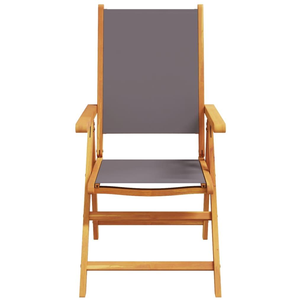 Sillas plegables reclinables, 8 unidades, tela color antracita y madera maciza