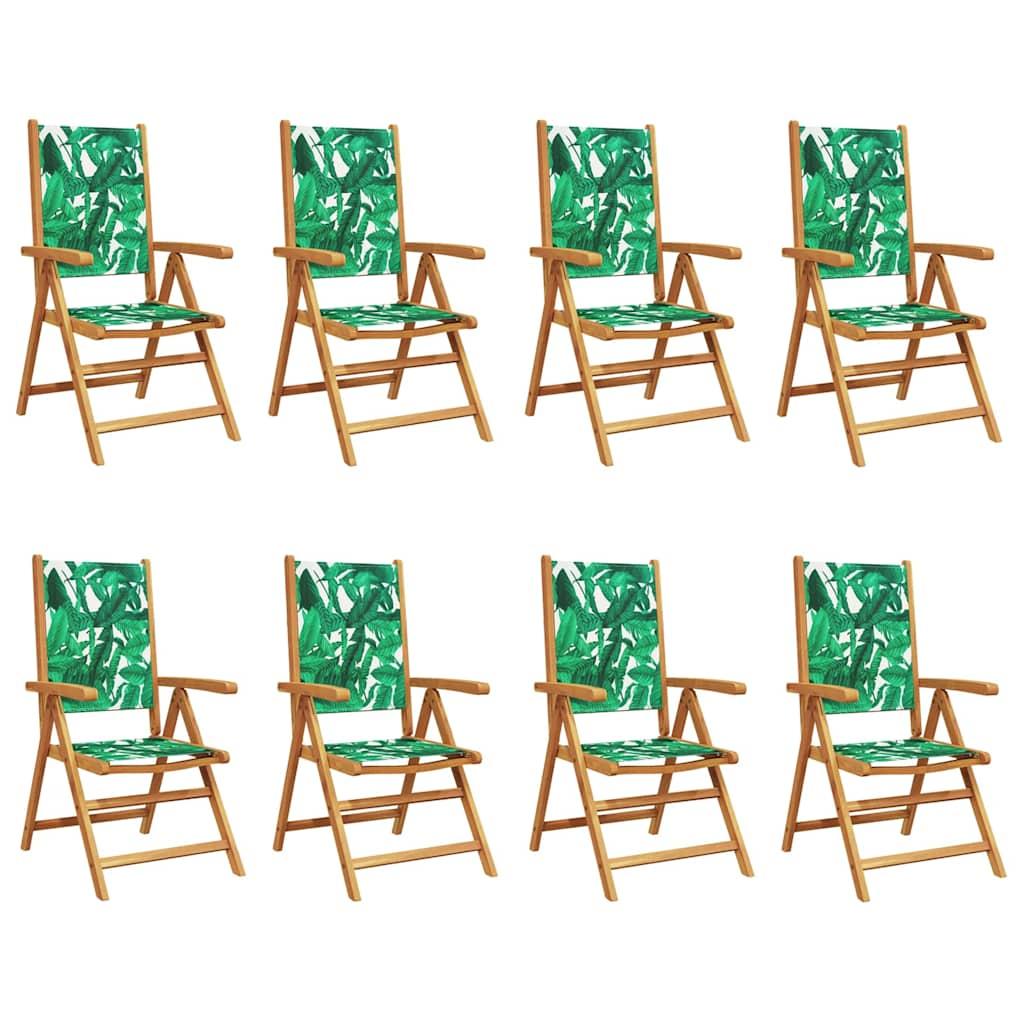 Sillas plegables reclinables, 8 unidades, tela color antracita y madera maciza