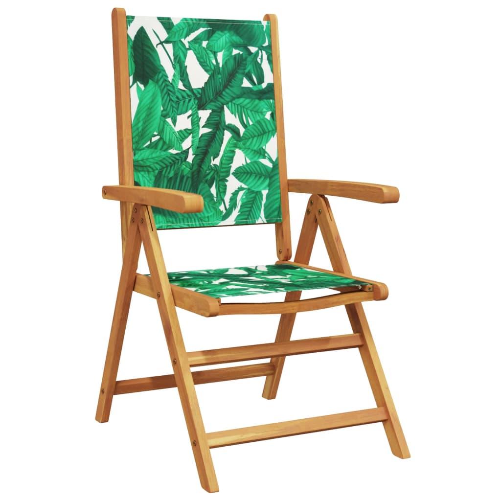 Sillas plegables reclinables, 8 unidades, tela color antracita y madera maciza