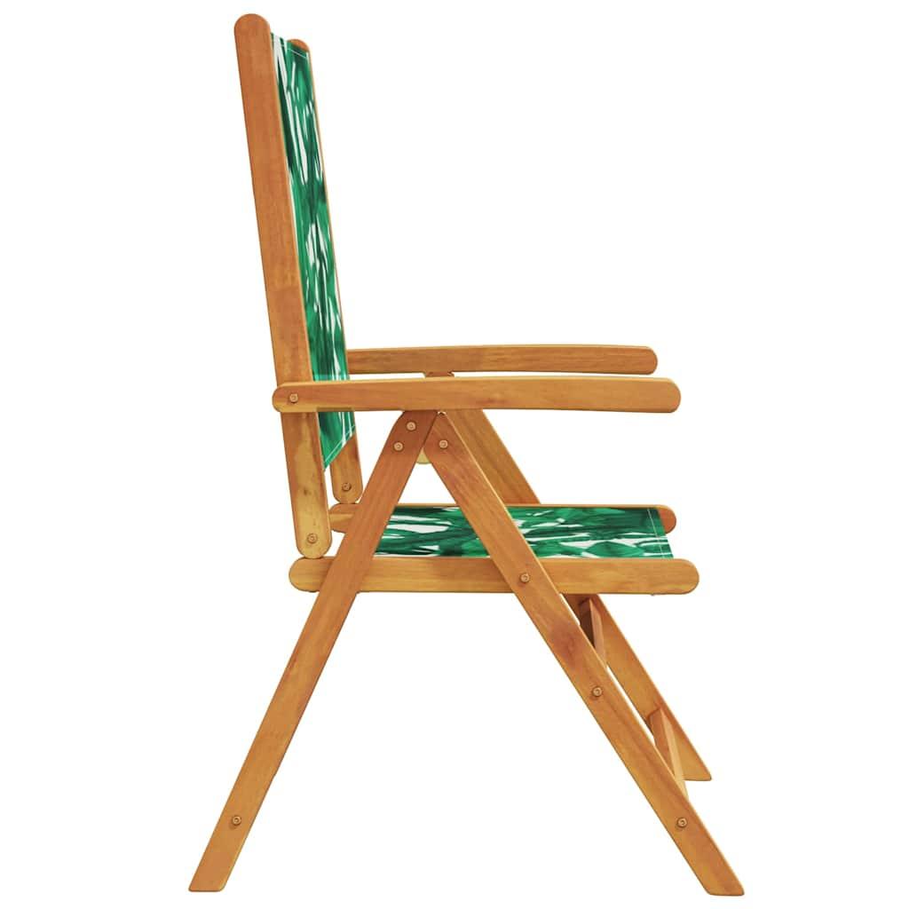 Sillas plegables reclinables, 8 unidades, tela color antracita y madera maciza