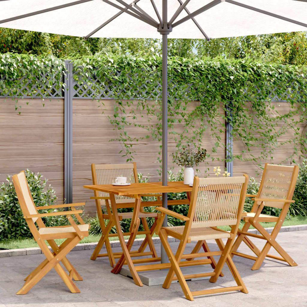 Sillas plegables, 4 unidades, 54,5 x 61,5 x 86,5 cm, madera maciza de acacia