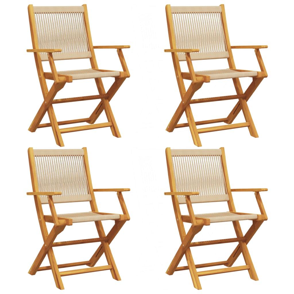 Sillas plegables, 4 unidades, 54,5 x 61,5 x 86,5 cm, madera maciza de acacia
