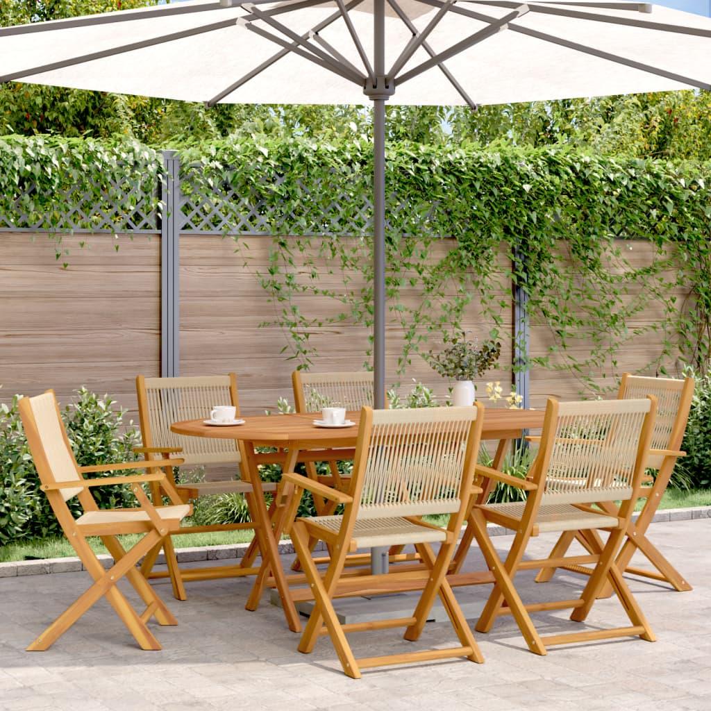 Sillas plegables, 6 unidades, 54,5 x 61,5 x 86,5 cm, madera maciza de acacia