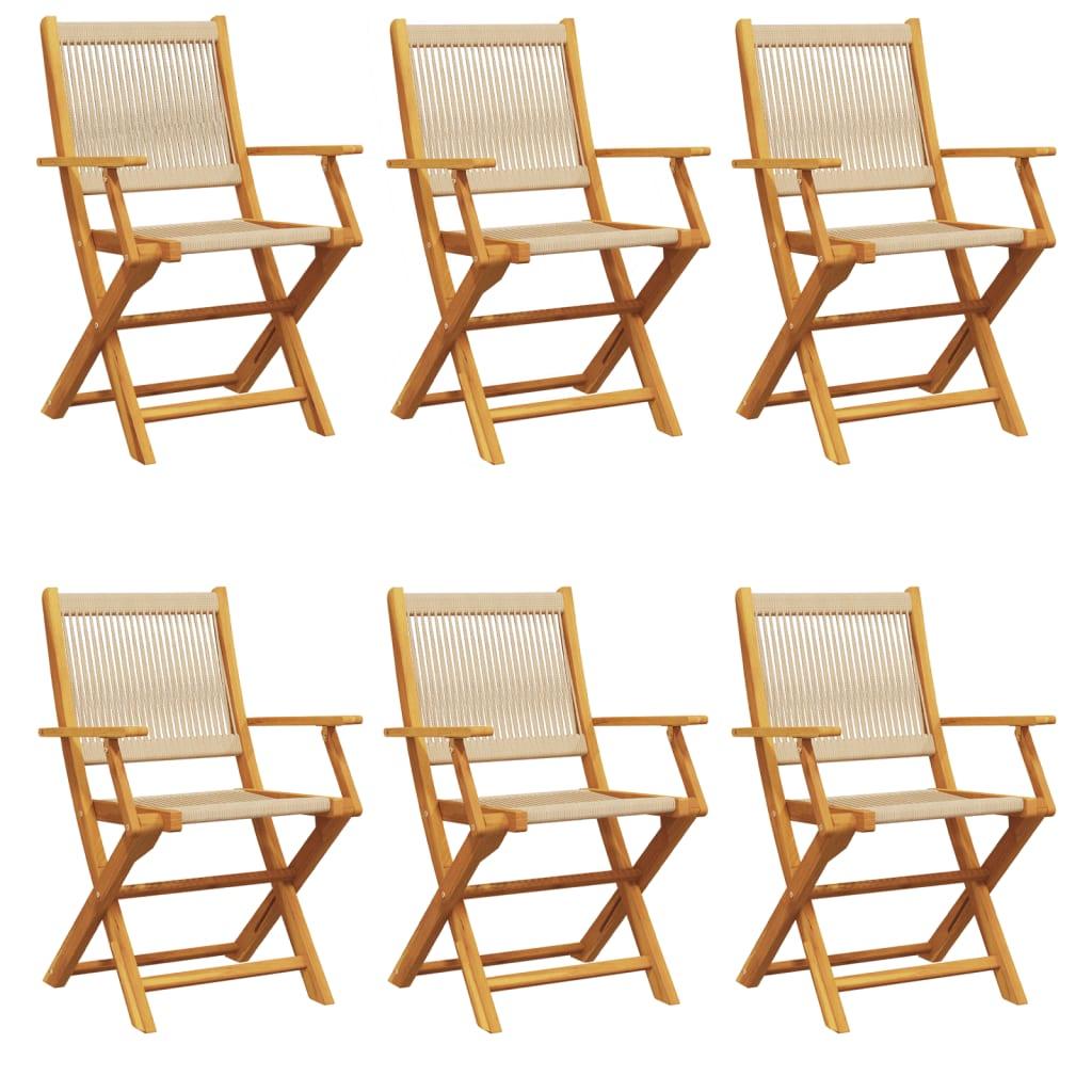 Sillas plegables, 6 unidades, 54,5 x 61,5 x 86,5 cm, madera maciza de acacia