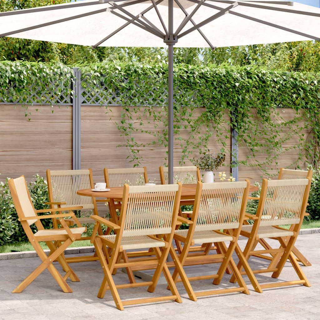 Sillas plegables, 8 unidades, 54,5 x 61,5 x 86,5 cm, madera maciza de acacia