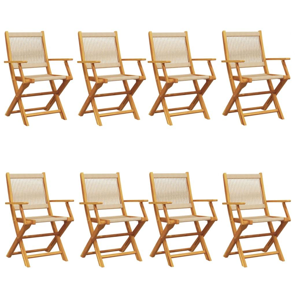Sillas plegables, 8 unidades, 54,5 x 61,5 x 86,5 cm, madera maciza de acacia