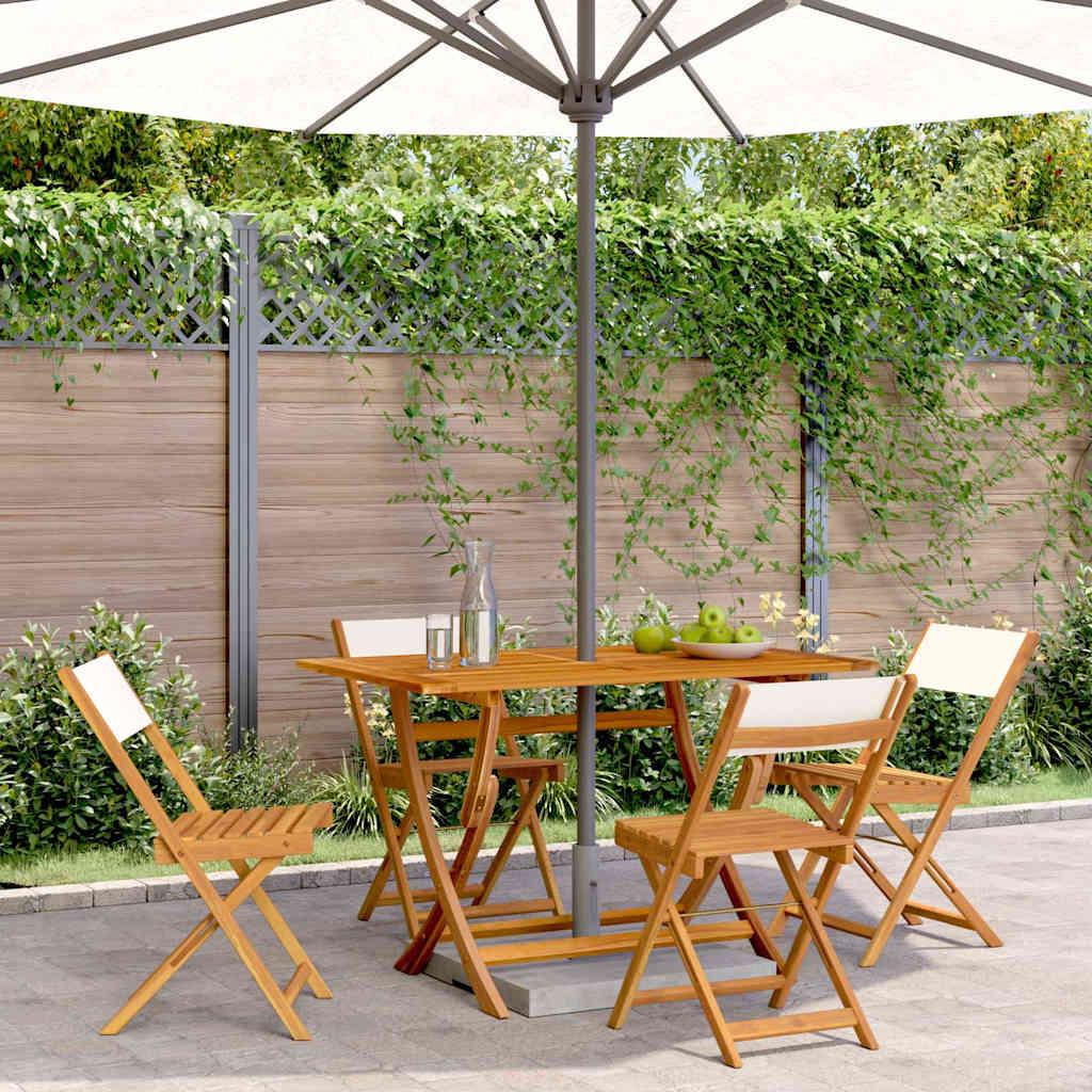 Sillas plegables (4 unidades) de tela y madera maciza