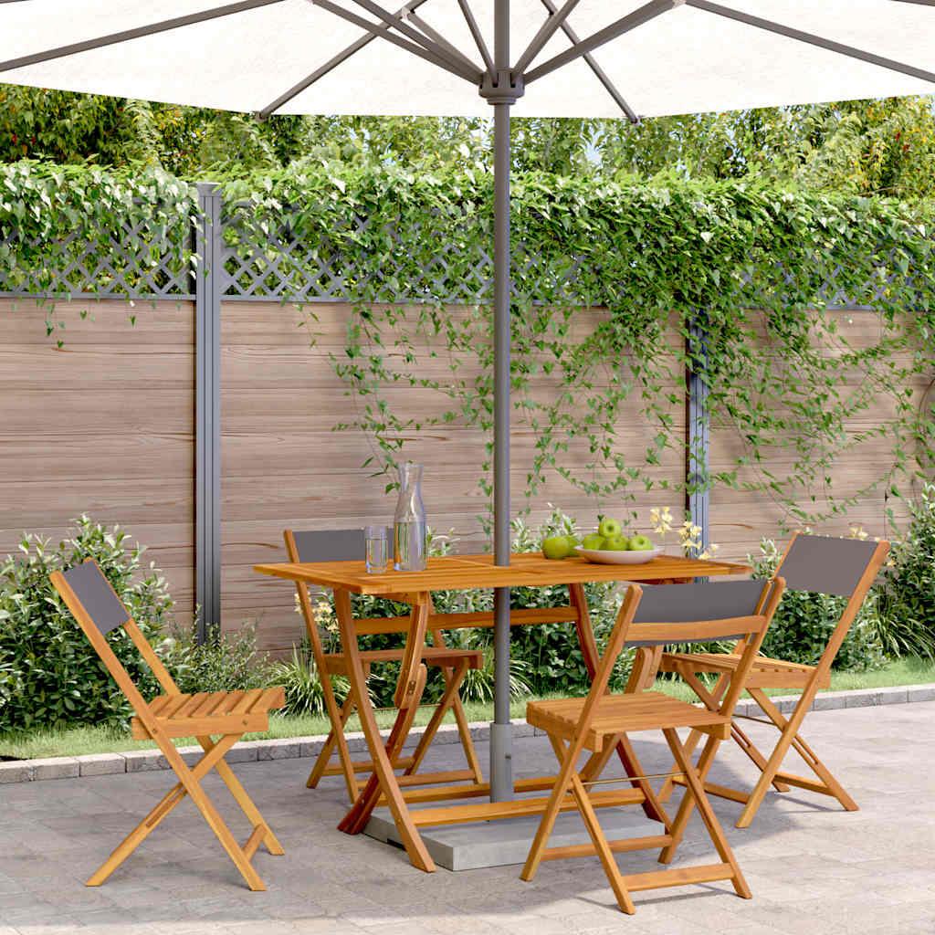 Sillas plegables (4 unidades) de tela y madera maciza