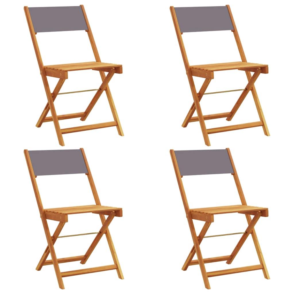 Sillas plegables (4 unidades) de tela y madera maciza