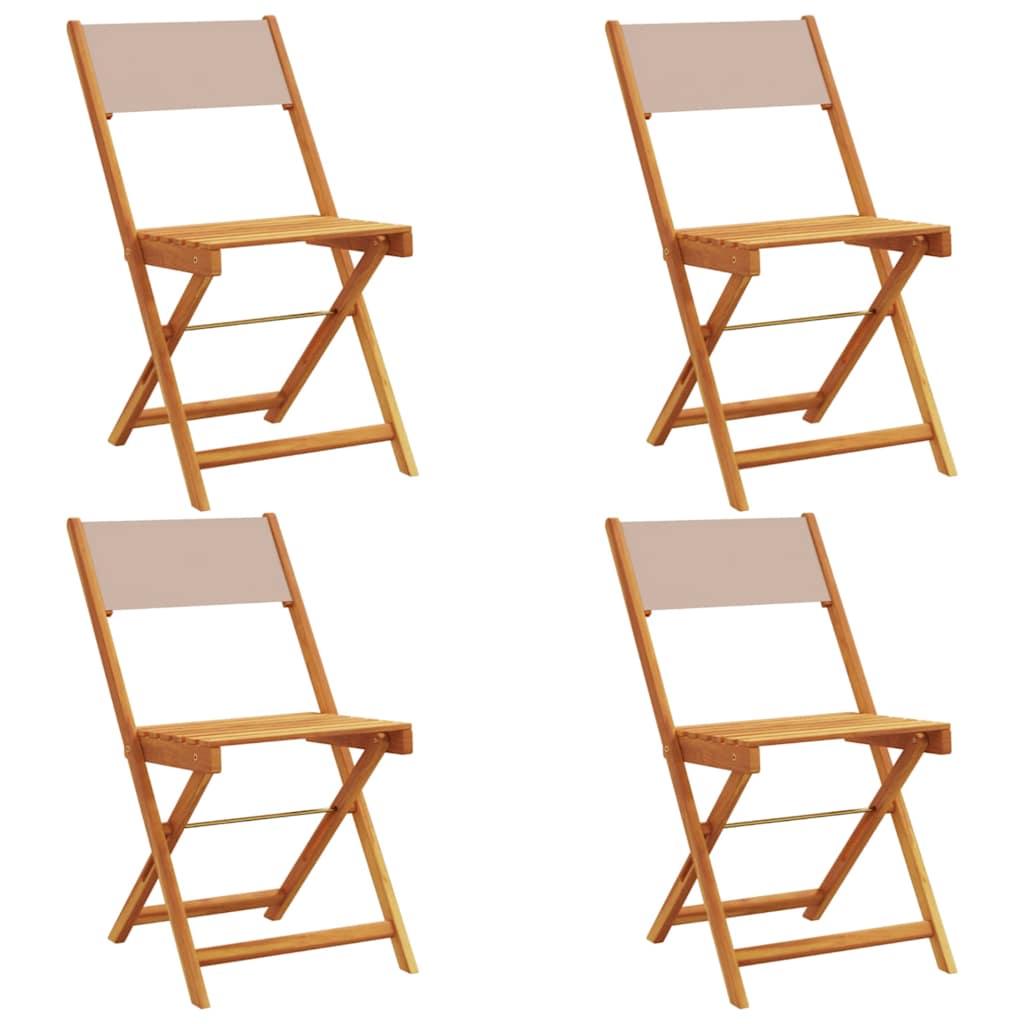 Sillas plegables (4 unidades) de tela y madera maciza