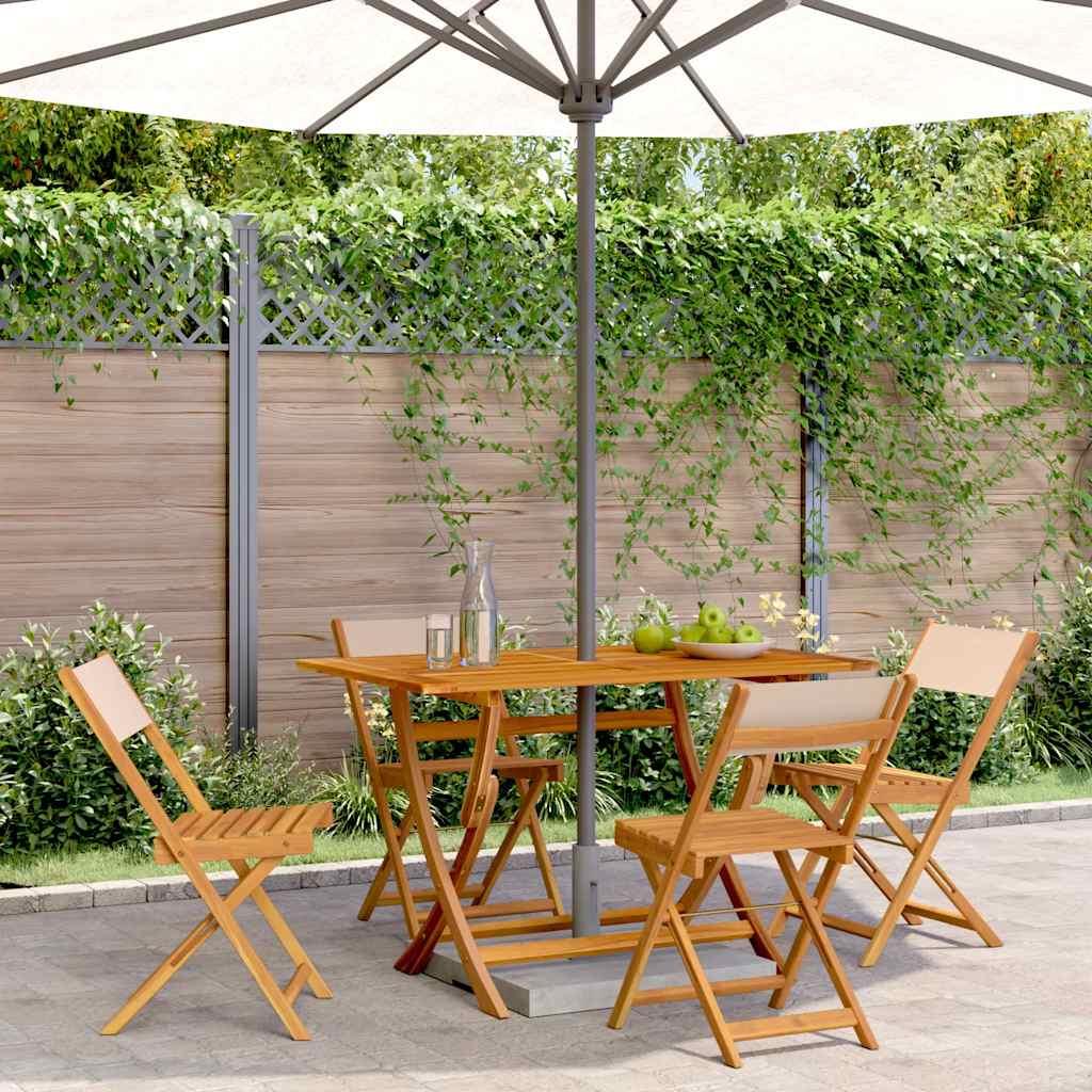 Sillas plegables (4 unidades) de tela y madera maciza
