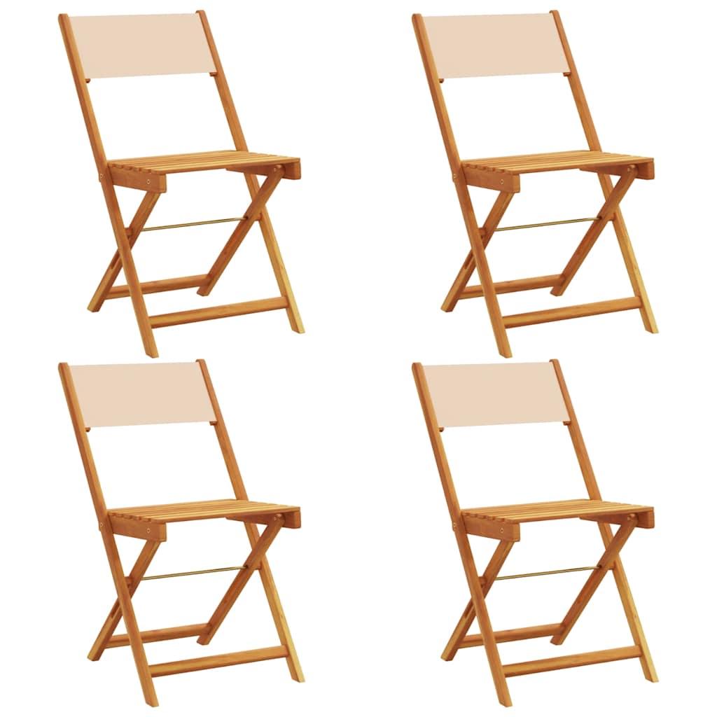 Sillas plegables (4 unidades) de tela y madera maciza