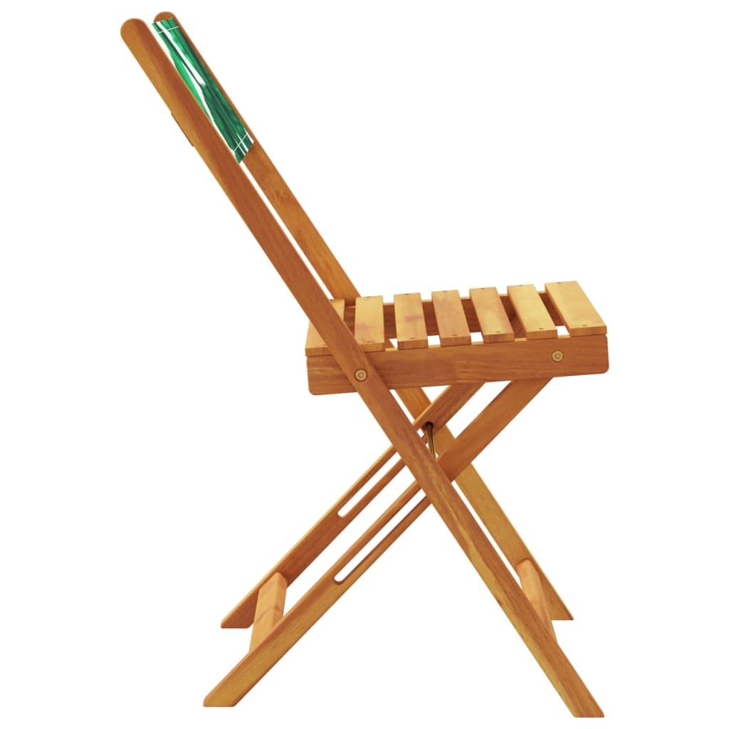 Sillas plegables (4 unidades) de tela y madera maciza