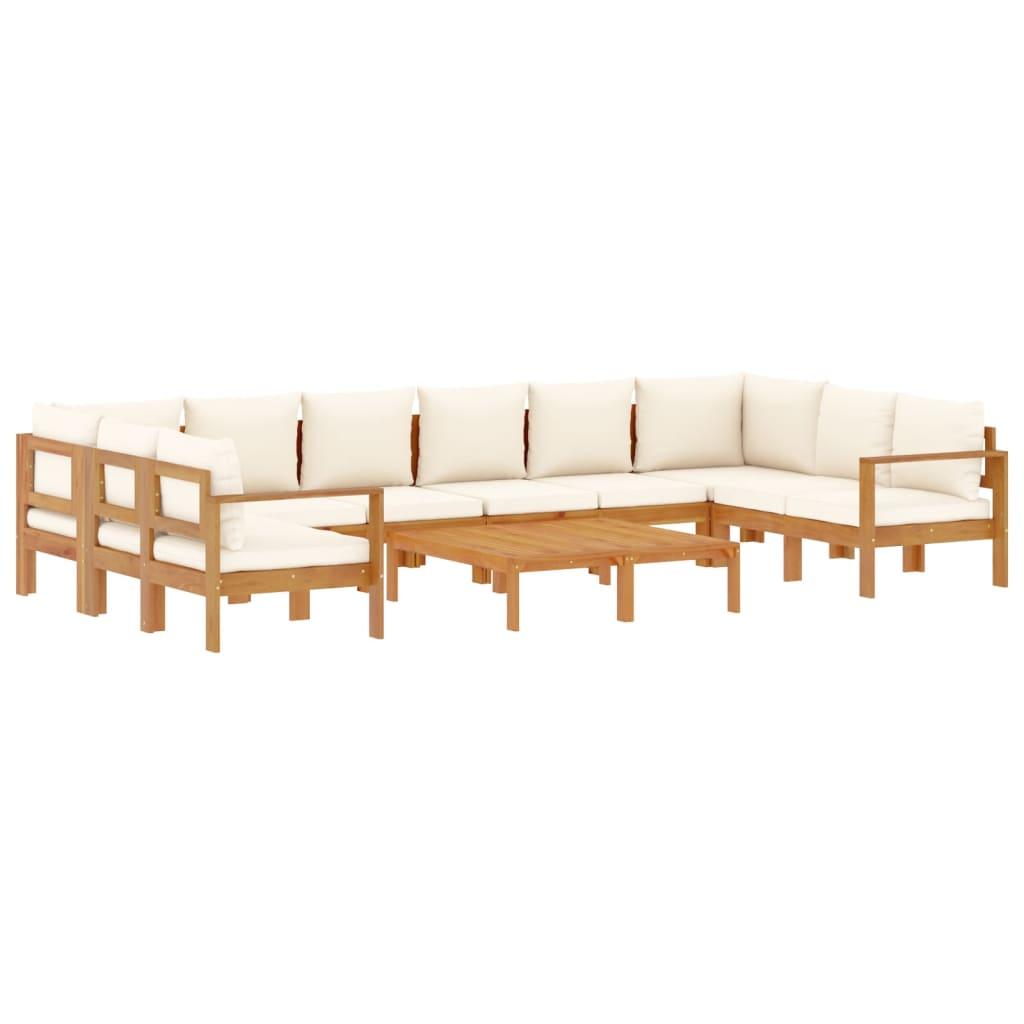 Set de sofás de jardín con cojines 8 pzas madera maciza acacia