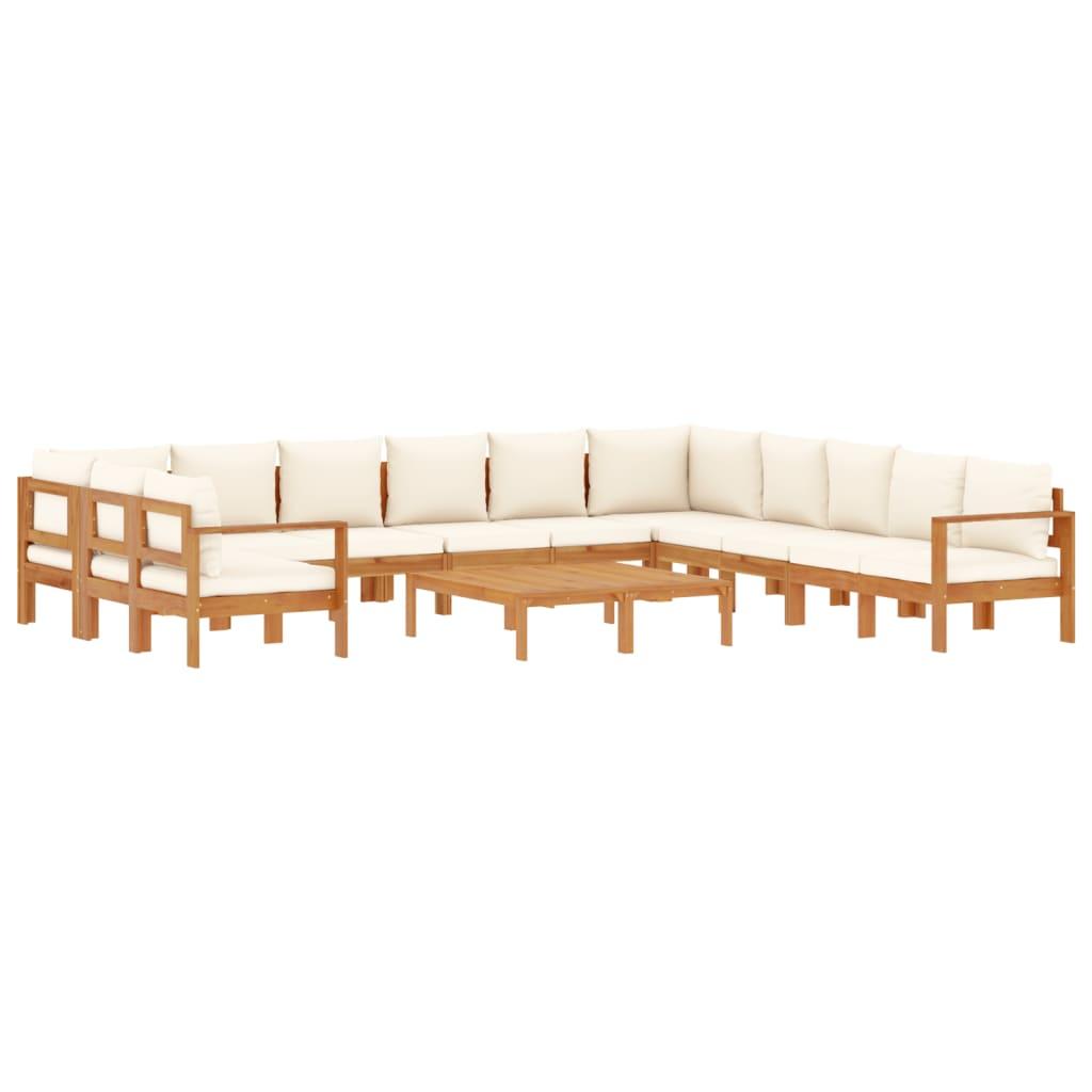 Set de sofás de jardín con cojines 9 pzas madera maciza acacia