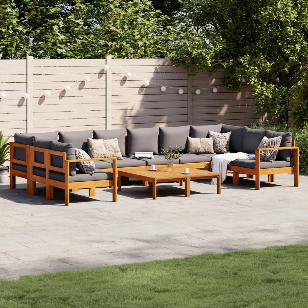 Set de sofás de jardín con cojines 8 pzas madera maciza acacia