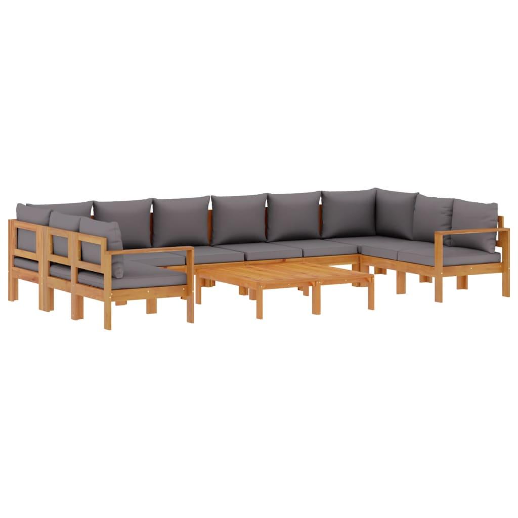 Set de sofás de jardín con cojines 8 pzas madera maciza acacia