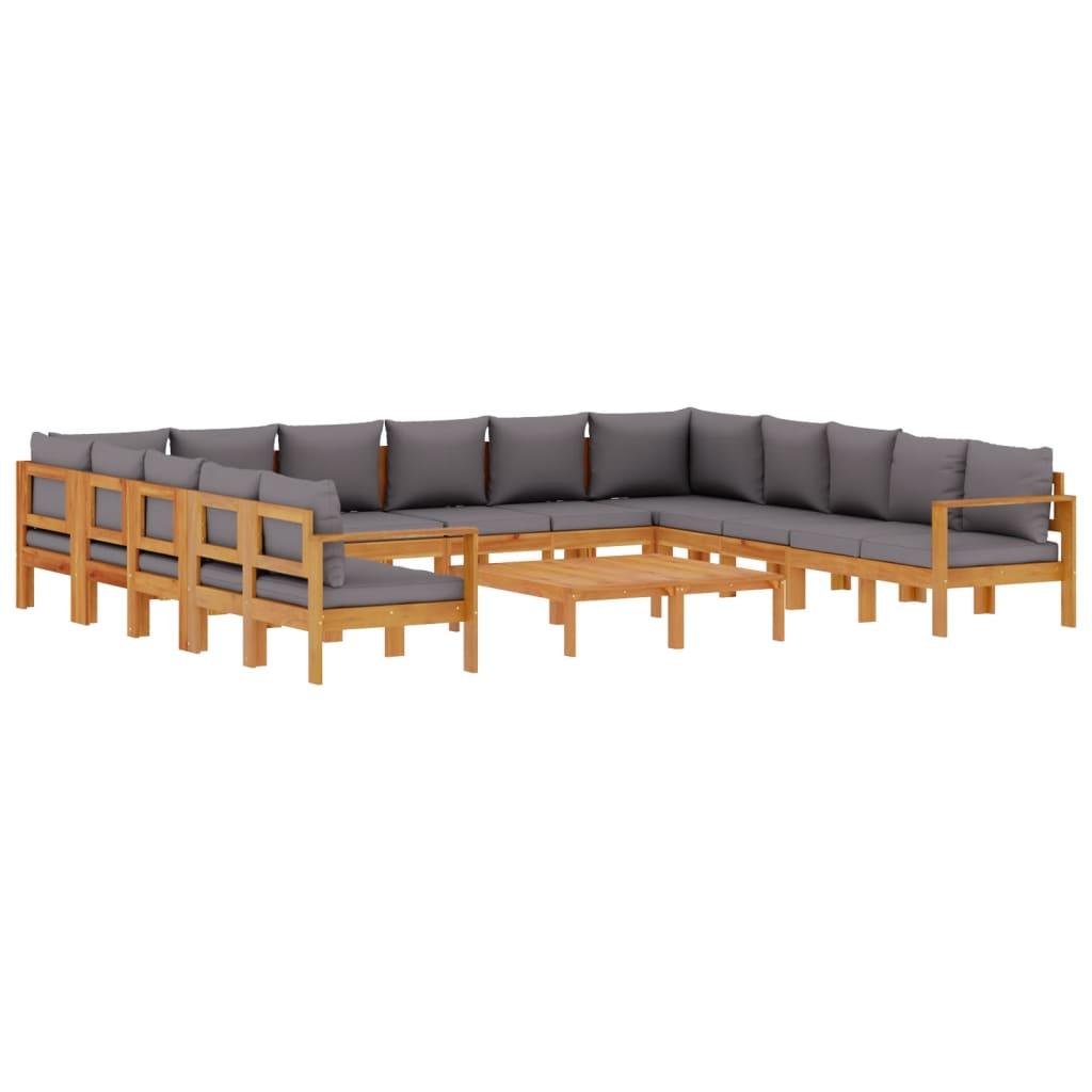 Set de sofás de jardín con cojines 10 pzas madera maciza acacia