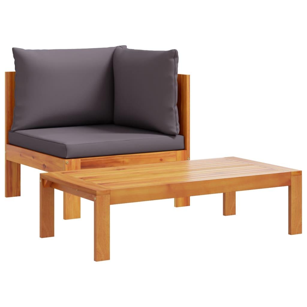 Set de sofás de jardín con cojines 9 pzas madera maciza acacia