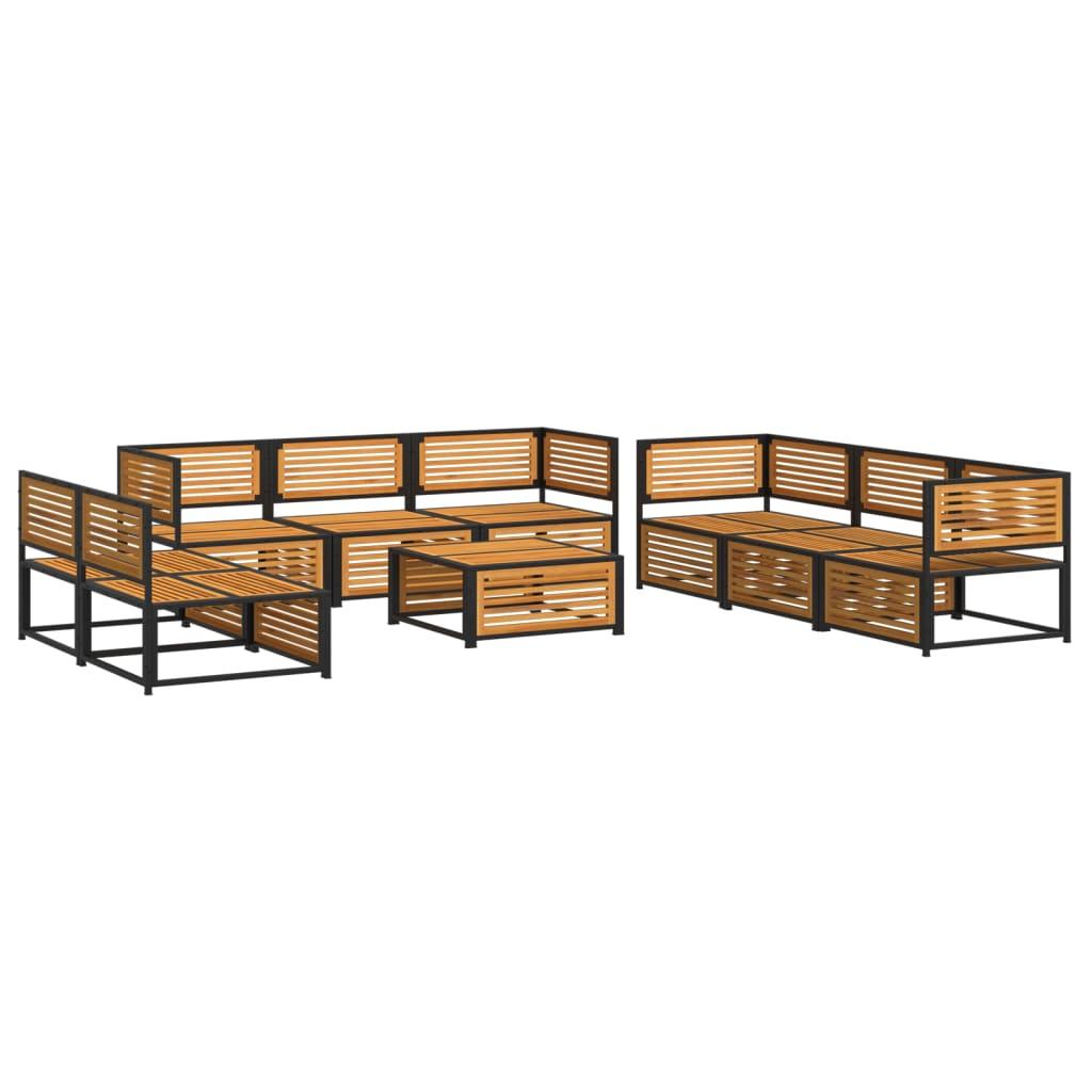 Set de sofás de jardín con cojines 9 pzas madera maciza acacia