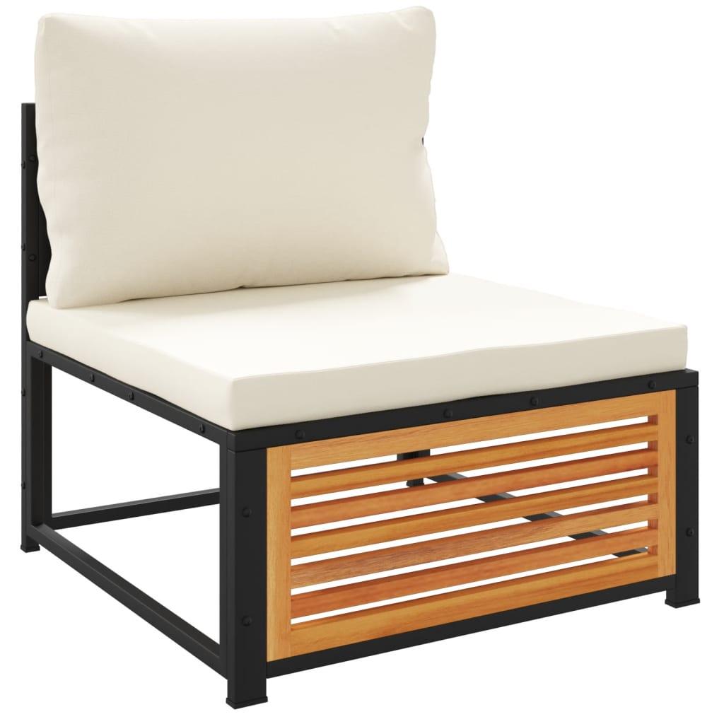 Set de sofás de jardín con cojines 9 pzas madera maciza acacia