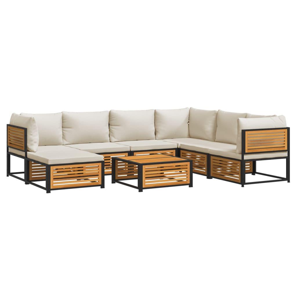 Set de sofás de jardín con cojines 8 pzas madera maciza acacia