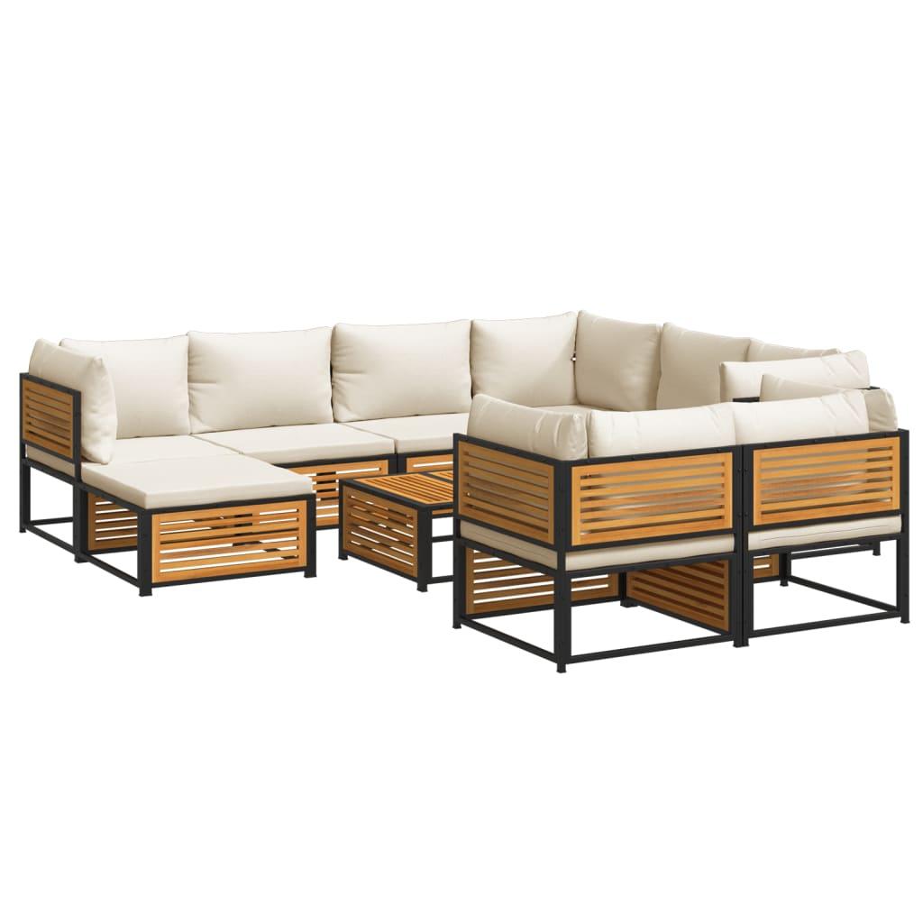 Set de sofás de jardín con cojines 10 pzas madera maciza acacia