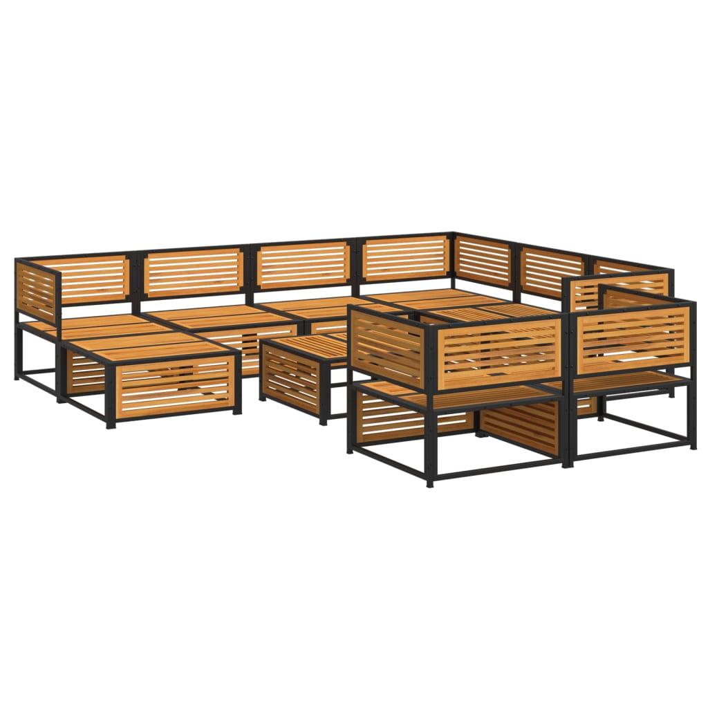 Set de sofás de jardín con cojines 10 pzas madera maciza acacia