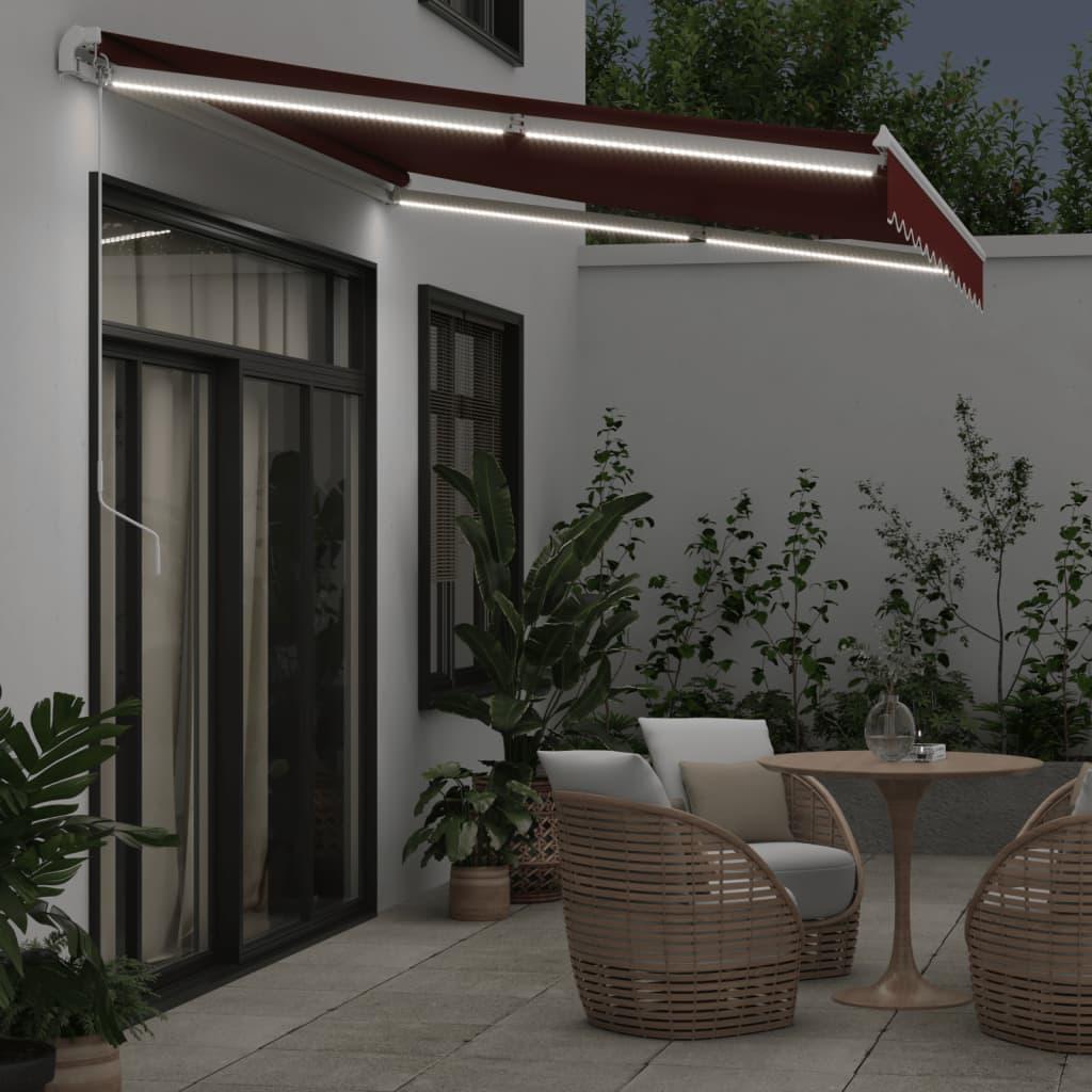 Toldo retráctil manual con luces LED