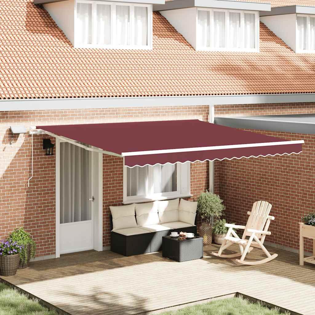 Toldo retráctil manual con luces LED antracita blanco 600x300cm
