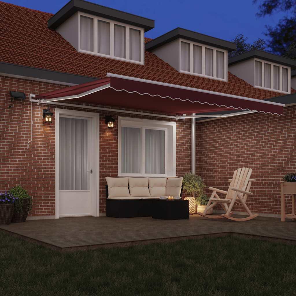 Toldo retráctil manual con luces LED antracita blanco 600x300cm