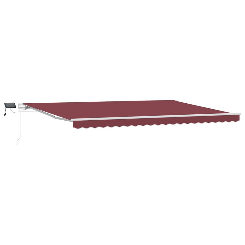 Toldo retráctil manual con luces LED antracita blanco 600x300cm