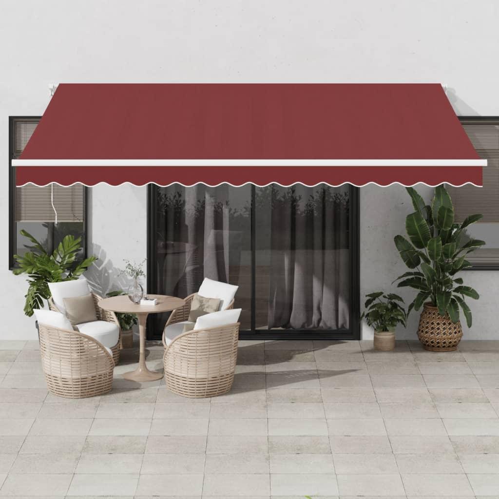 Toldo retráctil manual con luces LED antracita blanco 600x300cm