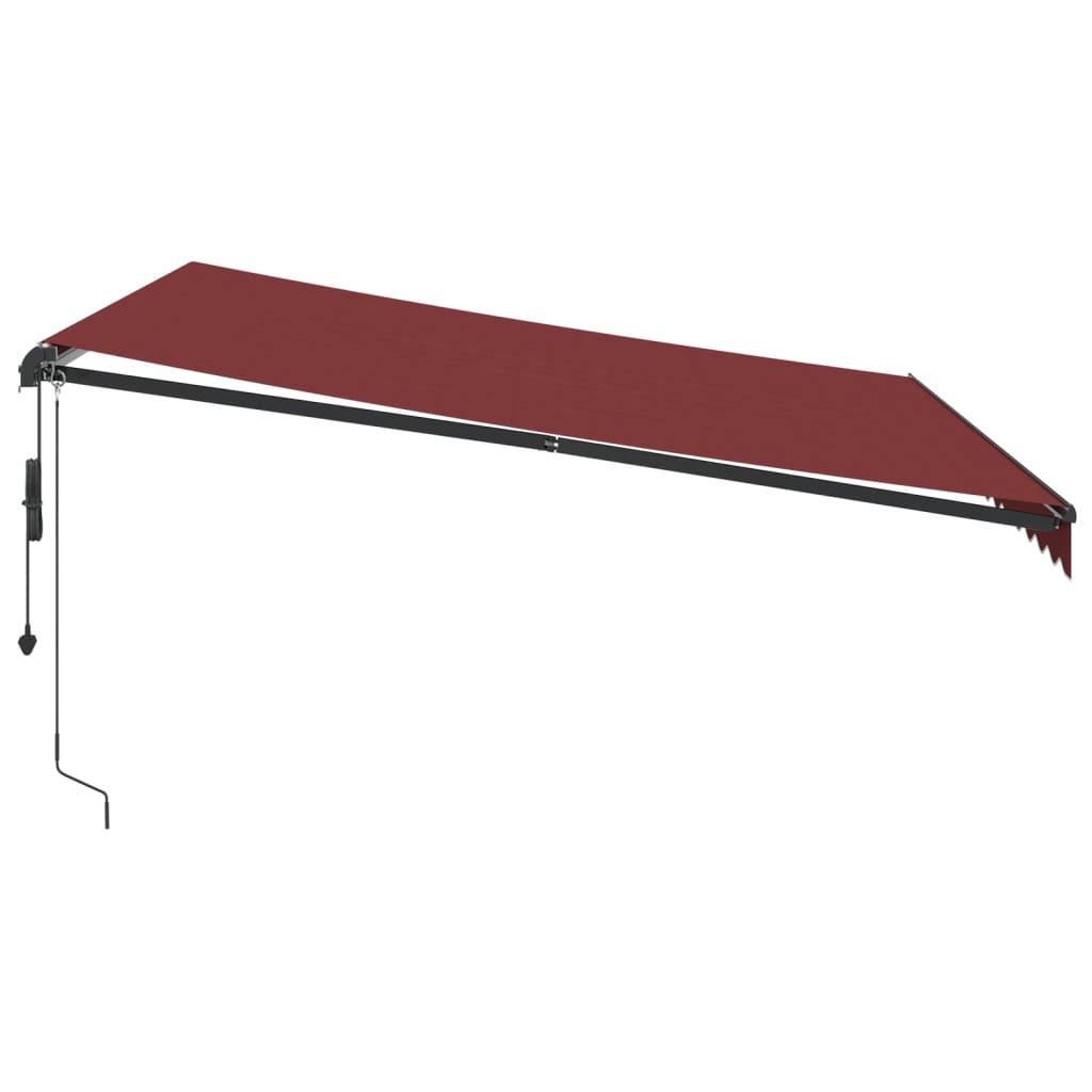 Toldo retráctil automático con LEDs color burdeos 400x350 cm