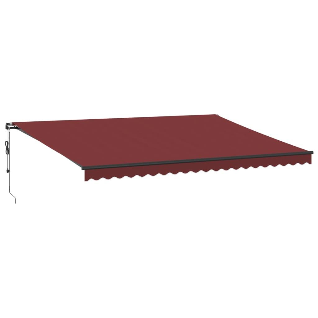 Toldo retráctil automático con LEDs color burdeos 400x350 cm