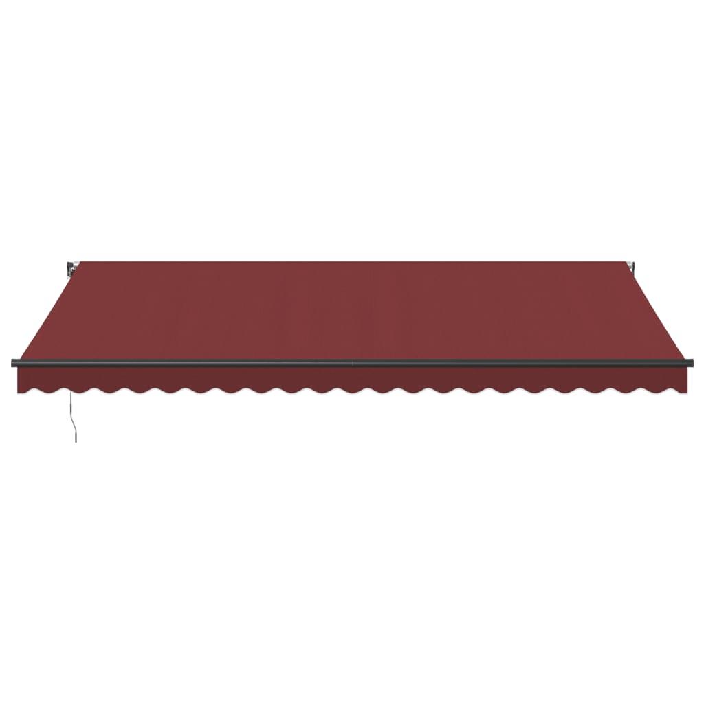 Toldo retráctil automático con LEDs color burdeos 400x350 cm