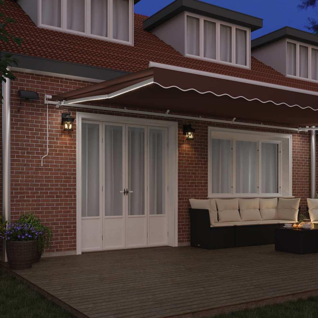Toldo retráctil manual con luces LED