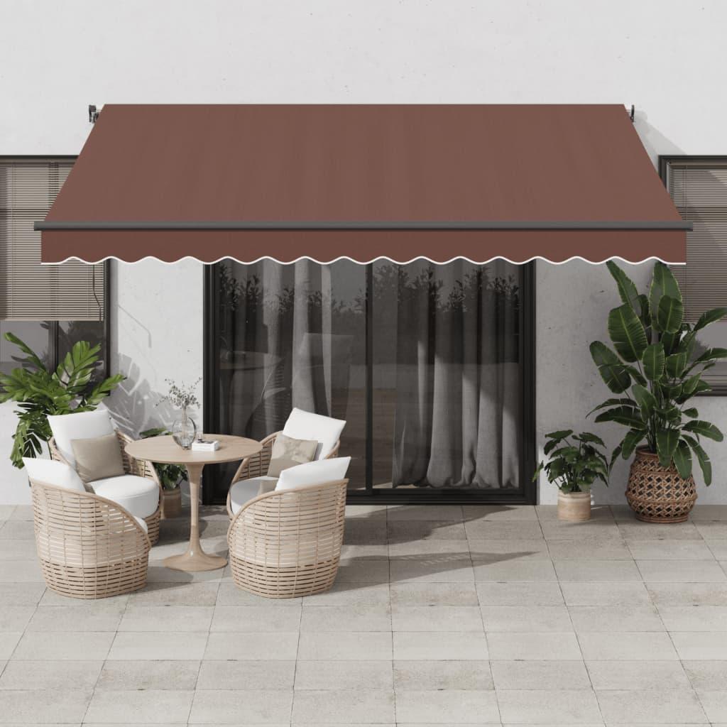 Toldo retráctil manual gris antracita y blanco 400x350 cm