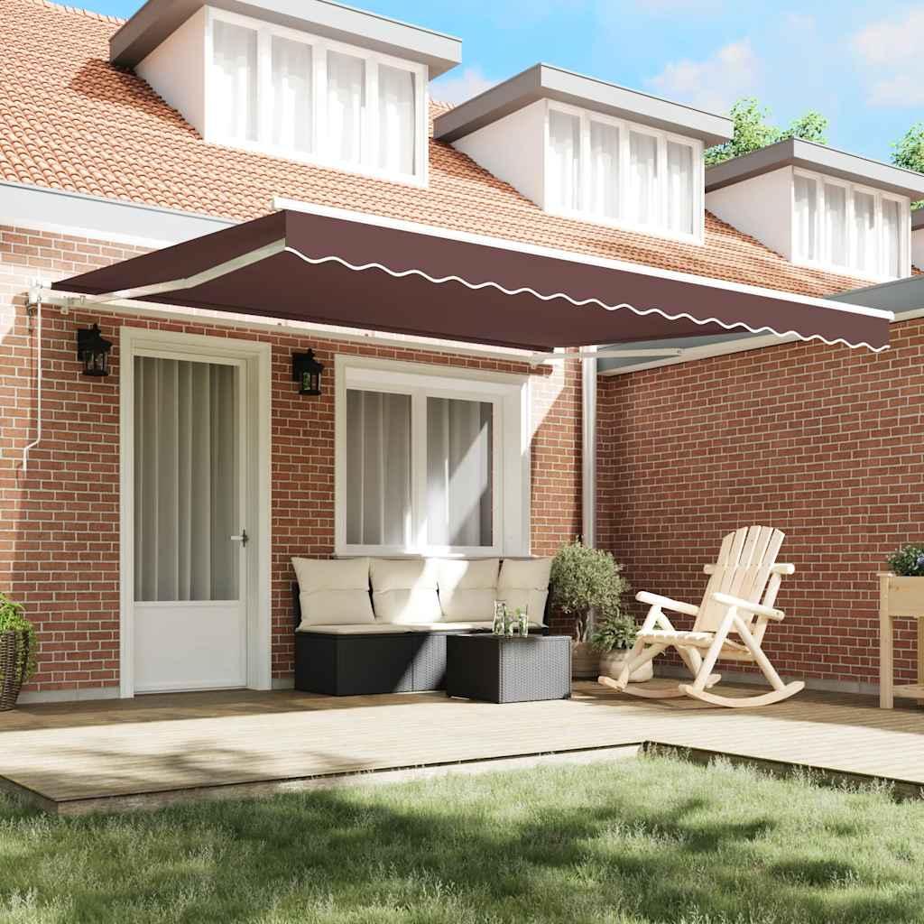 Toldo retráctil automático gris antracita y blanco 500x350 cm