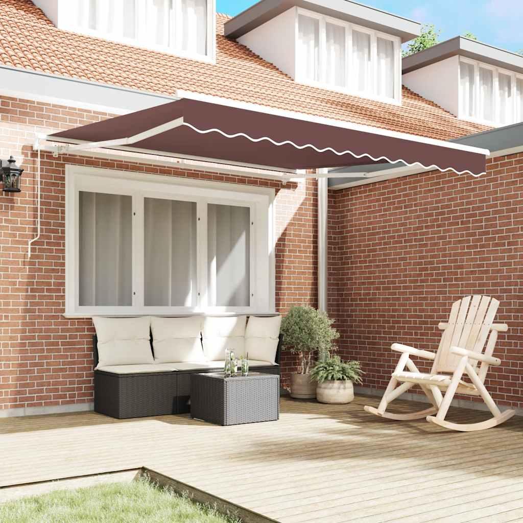 Toldo retráctil manual gris antracita y blanco 300x250 cm