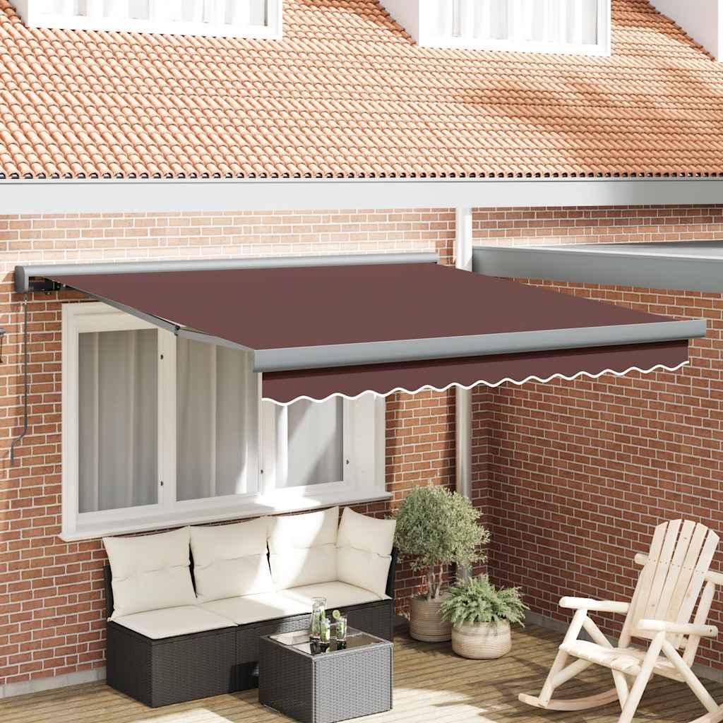 Toldo retráctil manual gris antracita y blanco 300x250 cm