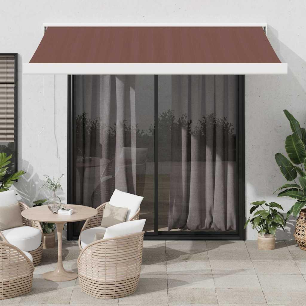 Toldo retráctil Verde y blanco 300 x 250 x 165 cm Tela y Metal