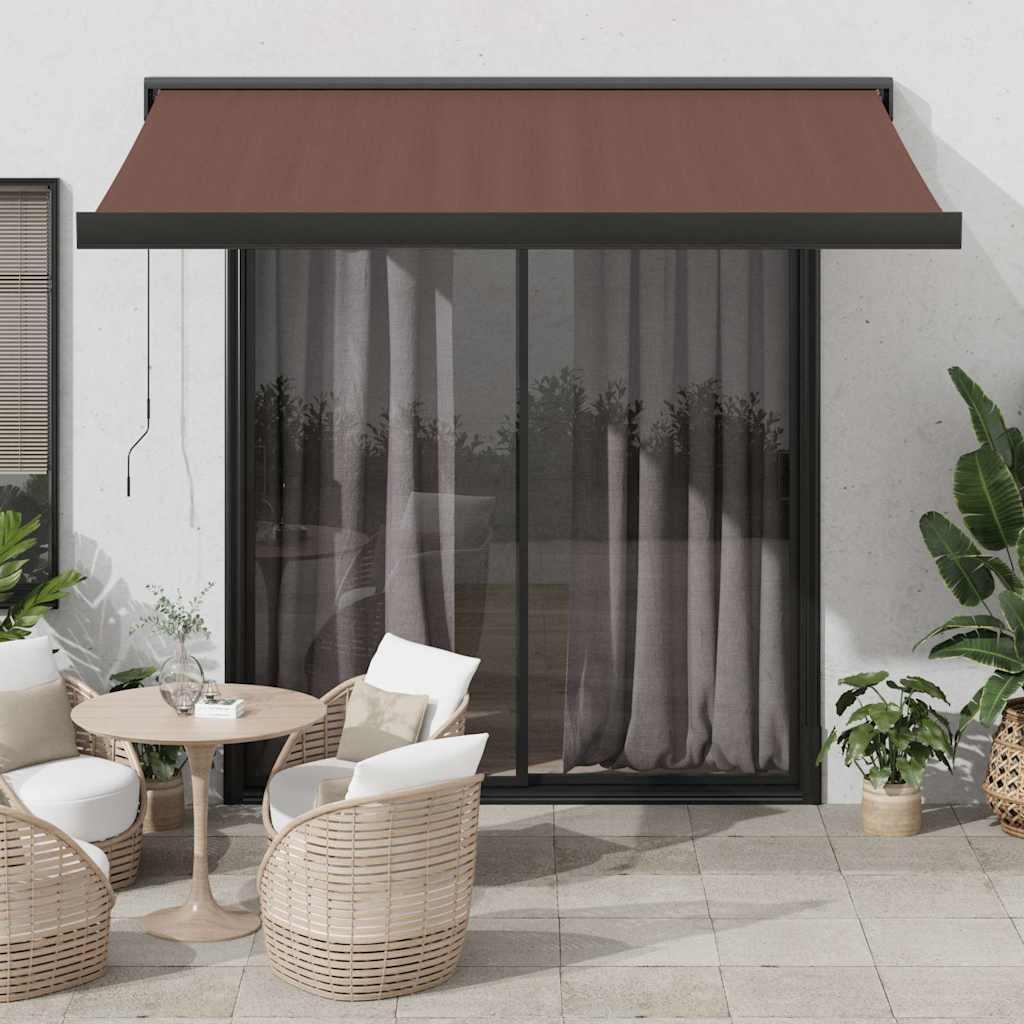 Toldo retráctil Amarillo y Blanco con Marco Antracita 4,5 x 3 m